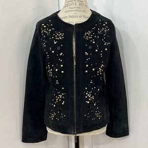 VINTAGE Bob Mackie Suede Jacket studded with beautiful decoration Size XL